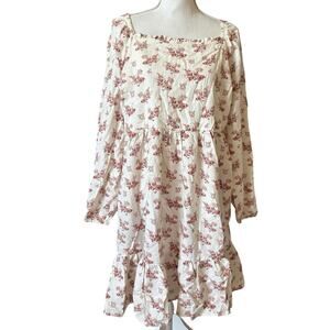 NEW Celebrity Pink Floral Puff Sleeve Dress 1X